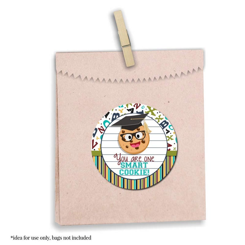 Amanda Creation He's a Smart Cookie Graduation Themed Thank You Sticker Labels for Boys, 40 2" Party Circle Stickers by AmandaCreation, Great for Party Favors, Envelope Seals & Goodie Bags - Image 5
